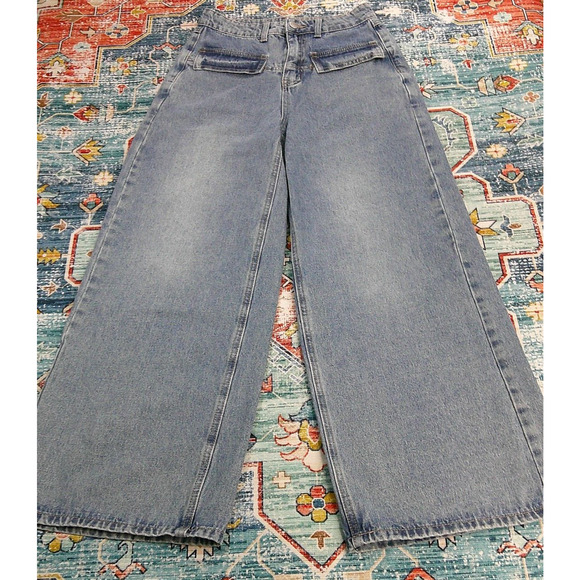 Dazy Pants Blue Denim Jeans Straight Wide Leg High Rise Women's Small 26x27 - Picture 1 of 8